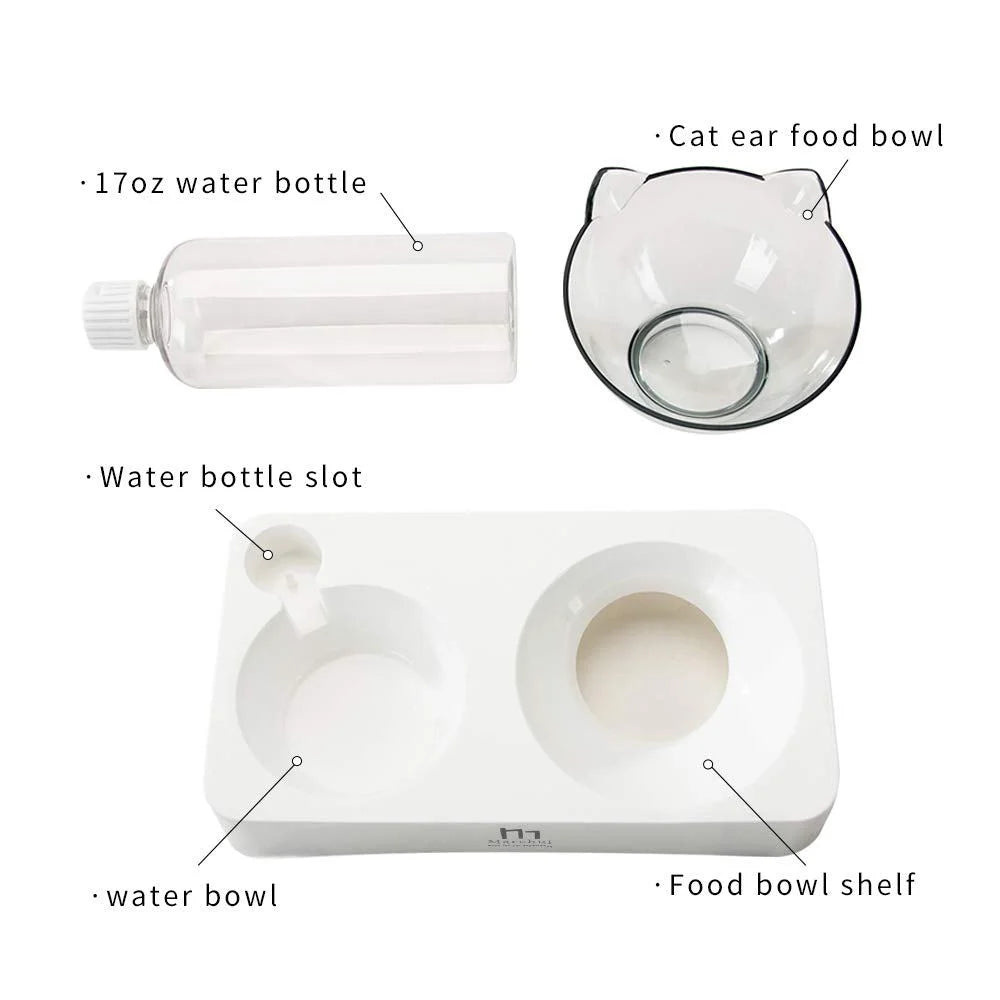 Tilted Cat Bowl Set for Food and Water, Food Feeding Raised Dishes for Puppies