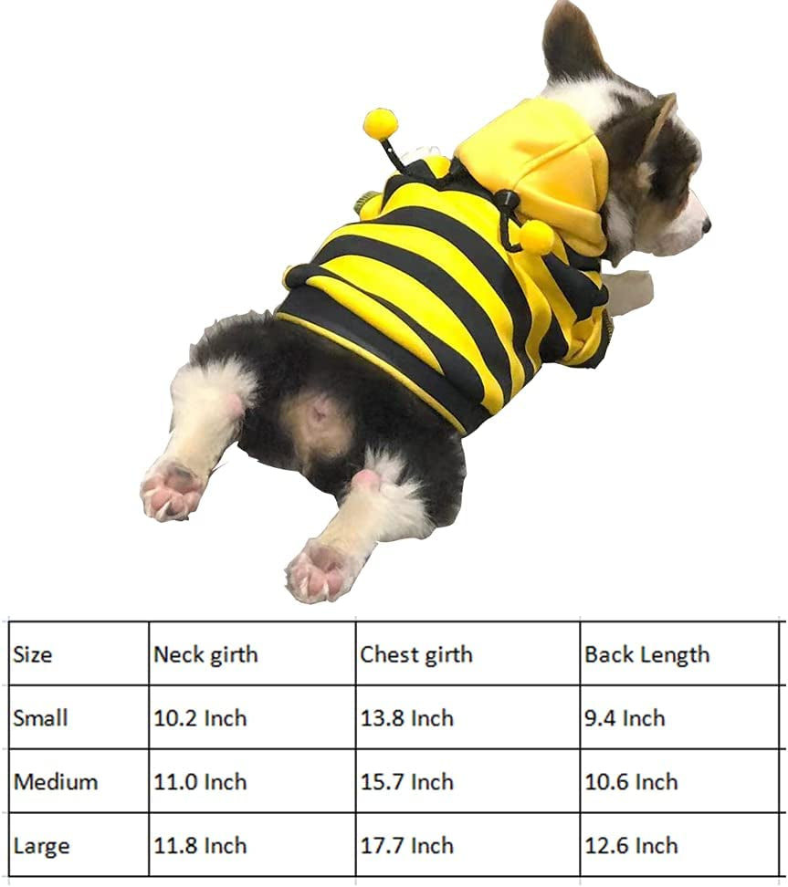 Pet Bee Halloween Costume Dog Hoodies Cat Holiday Cosplay Warm Clothes Puppy Cute Hooded Coat Christmas Outfits for Cat and Small Dogs (Yellow, X-Large)